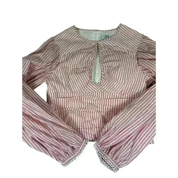 NWOT C/MEO Collective Urban Outfitters Close Enough puff sleeve red Large top - Picture 2 of 9